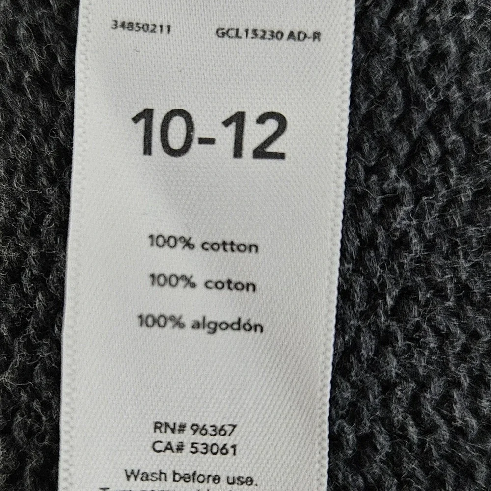 OshKosh B'gosh Sweater Kids 10/12 Gray Fair Isle Snowflake Shawl Collar Cotton
